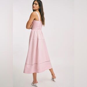 New Reformation Everett Midi Linen Sleeveless Dress - Size 4 Cherry Blossom Pink